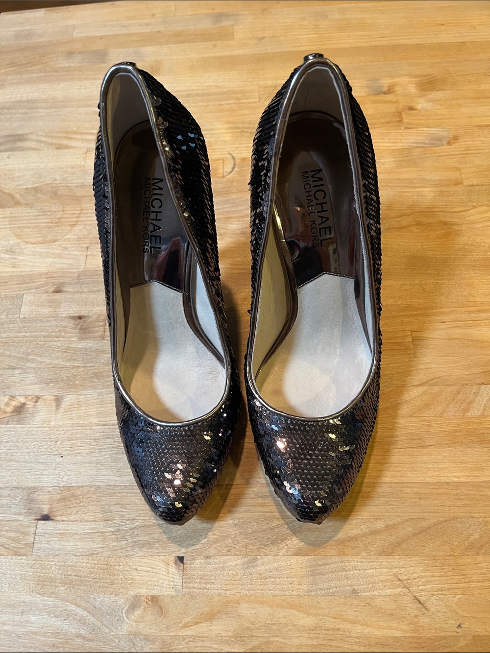 Michael Kors Black/Gray (Gun metal) Sequin Pointed-Toe Pumps